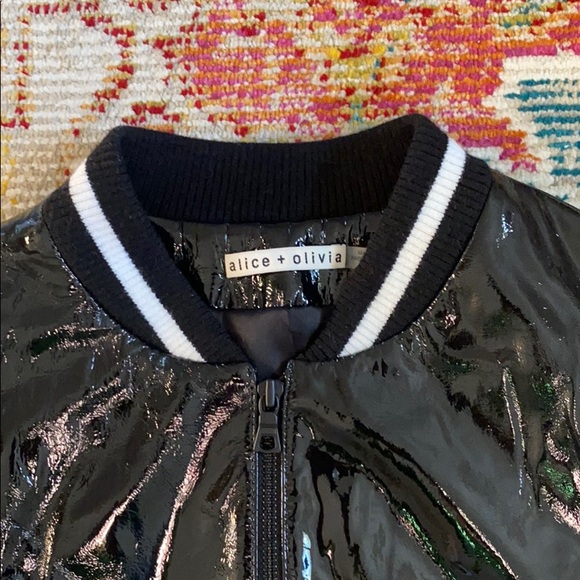 Alice + Olivia Bad Ass Leather Bomber Jacket - Picture 10 of 12